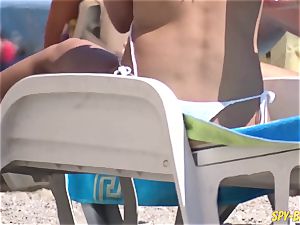 sans bra Amateurs spycam Beach - Candid swimsuit Close Up